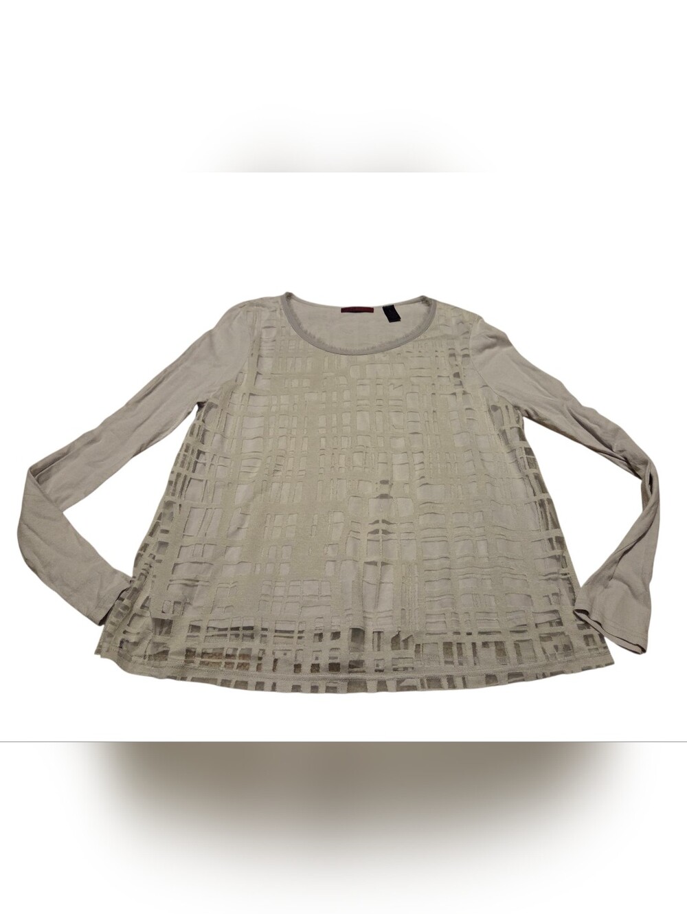 Women’s Large Red By BKE White Long Sleeve Textured Burnout Top